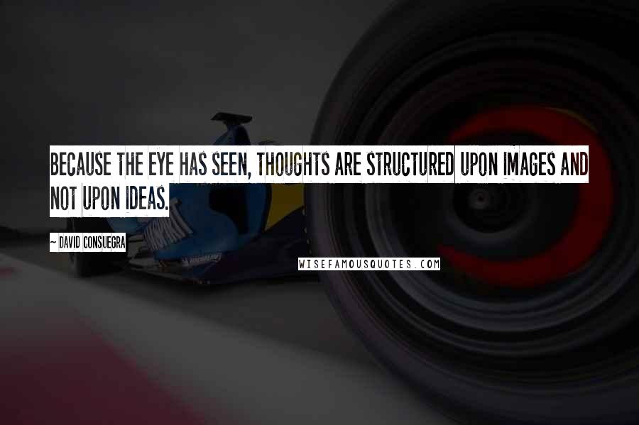 David Consuegra Quotes: Because the eye has seen, thoughts are structured upon images and not upon ideas.