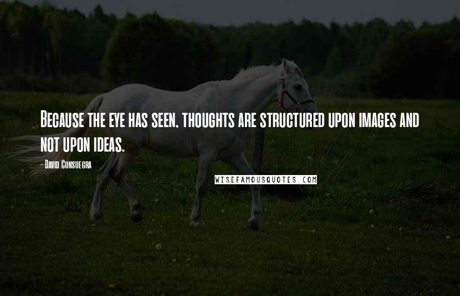 David Consuegra Quotes: Because the eye has seen, thoughts are structured upon images and not upon ideas.