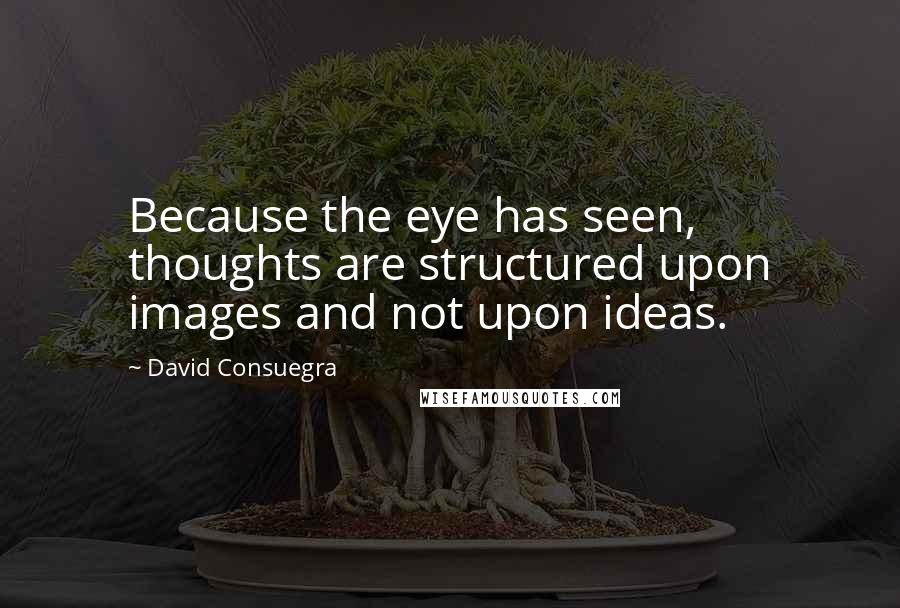 David Consuegra Quotes: Because the eye has seen, thoughts are structured upon images and not upon ideas.