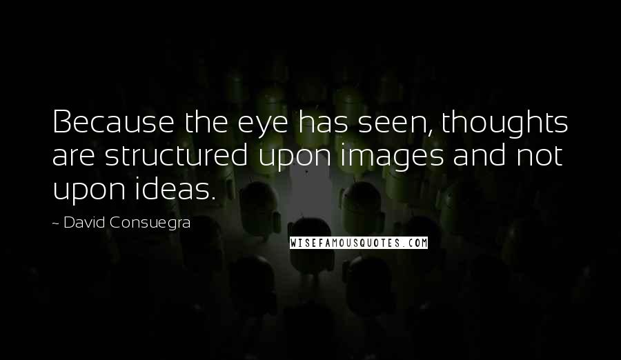 David Consuegra Quotes: Because the eye has seen, thoughts are structured upon images and not upon ideas.