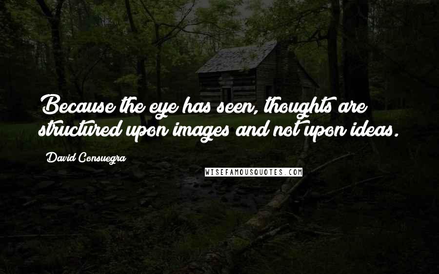 David Consuegra Quotes: Because the eye has seen, thoughts are structured upon images and not upon ideas.