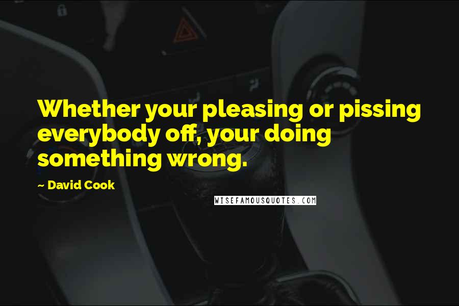 David Cook Quotes: Whether your pleasing or pissing everybody off, your doing something wrong.