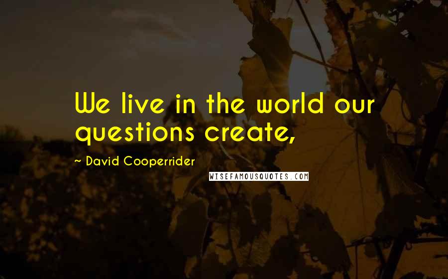 David Cooperrider Quotes: We live in the world our questions create,