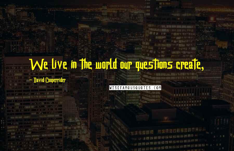 David Cooperrider Quotes: We live in the world our questions create,