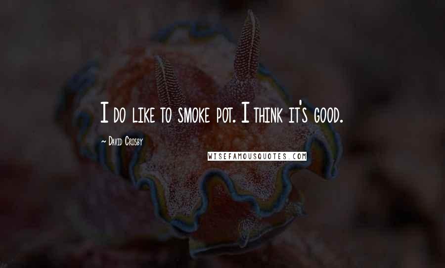 David Crosby Quotes: I do like to smoke pot. I think it's good.