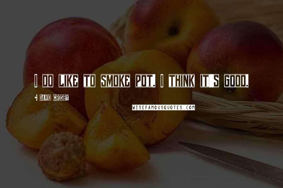 David Crosby Quotes: I do like to smoke pot. I think it's good.