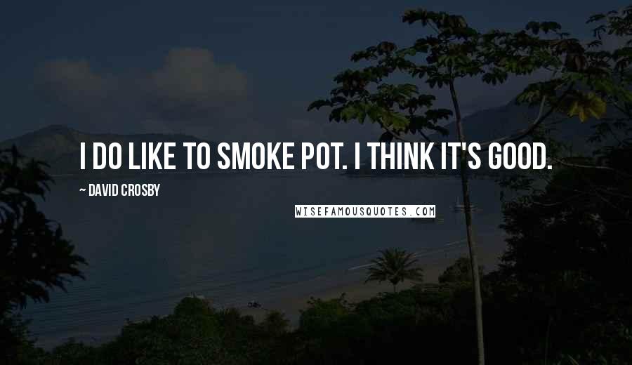 David Crosby Quotes: I do like to smoke pot. I think it's good.