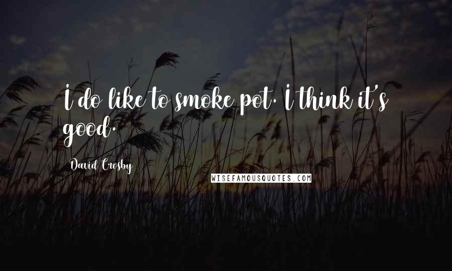 David Crosby Quotes: I do like to smoke pot. I think it's good.
