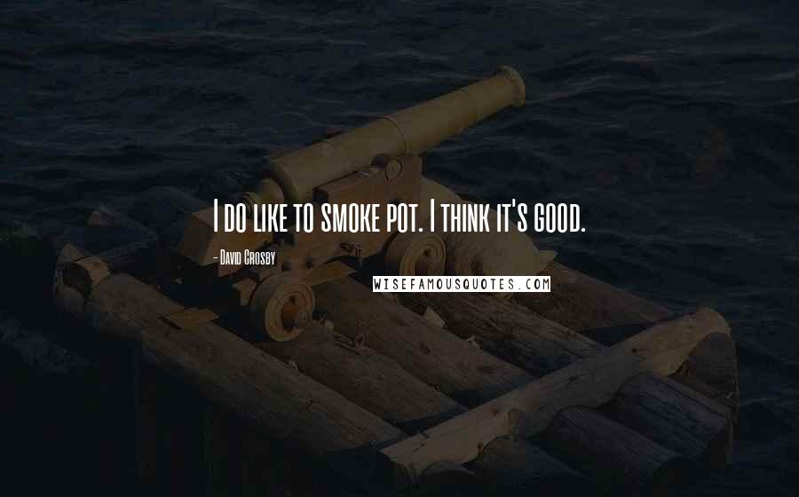 David Crosby Quotes: I do like to smoke pot. I think it's good.