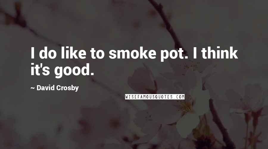 David Crosby Quotes: I do like to smoke pot. I think it's good.