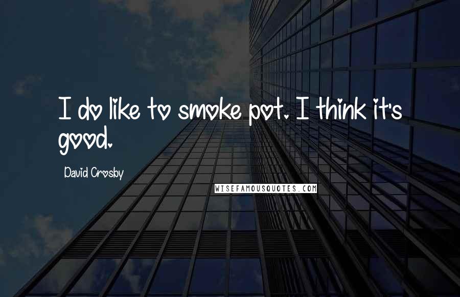 David Crosby Quotes: I do like to smoke pot. I think it's good.