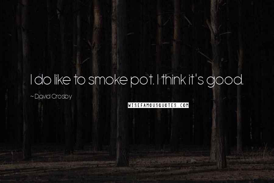 David Crosby Quotes: I do like to smoke pot. I think it's good.