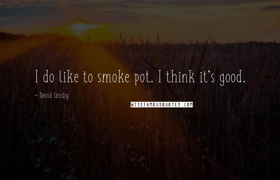 David Crosby Quotes: I do like to smoke pot. I think it's good.