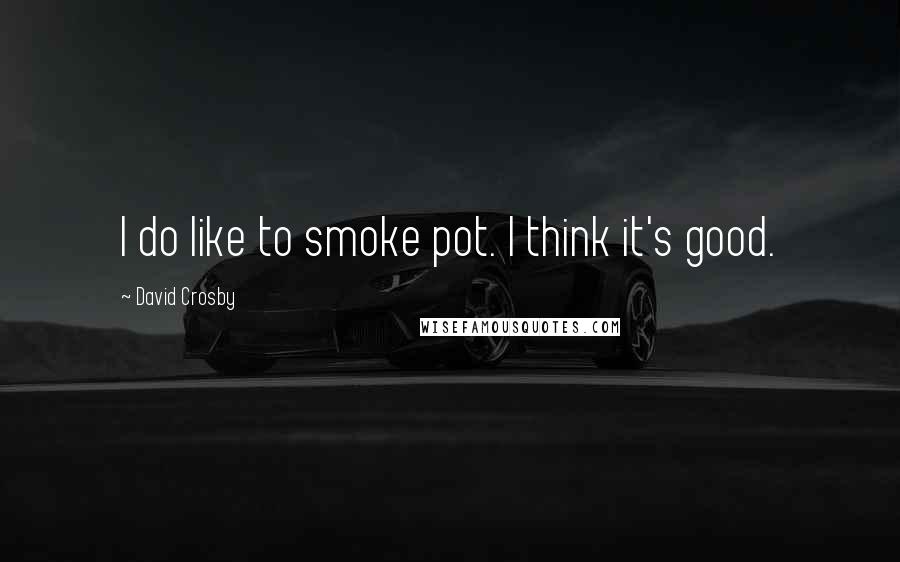 David Crosby Quotes: I do like to smoke pot. I think it's good.