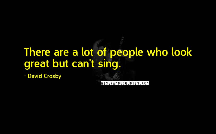 David Crosby Quotes: There are a lot of people who look great but can't sing.