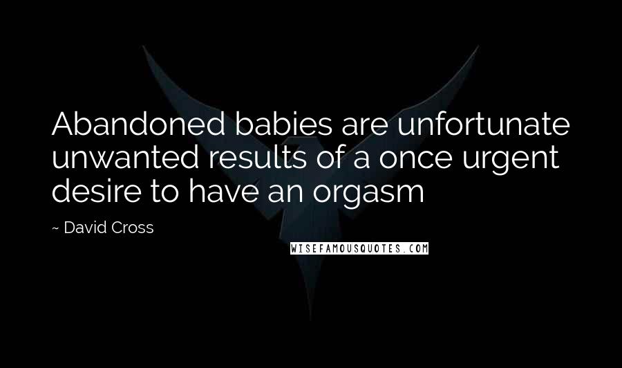 David Cross Quotes: Abandoned babies are unfortunate unwanted results of a once urgent desire to have an orgasm