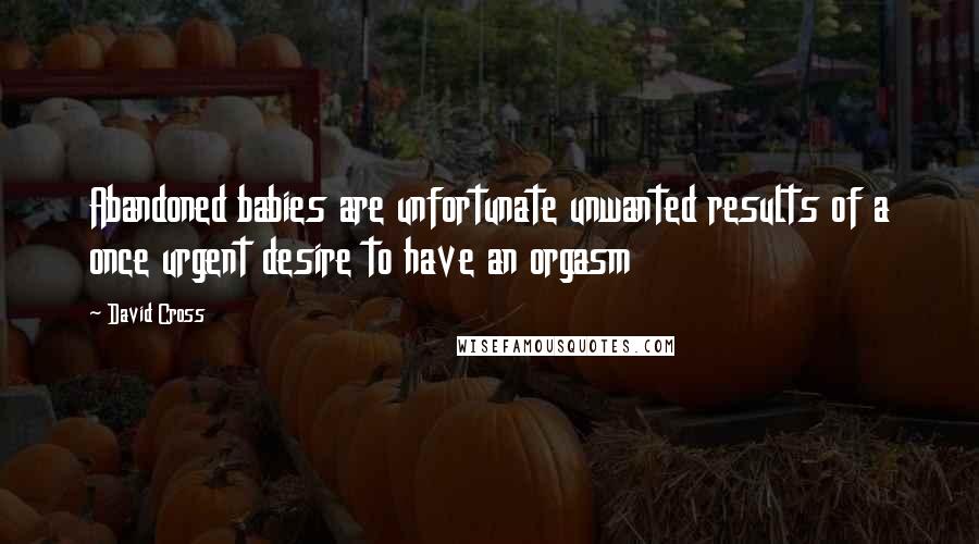 David Cross Quotes: Abandoned babies are unfortunate unwanted results of a once urgent desire to have an orgasm