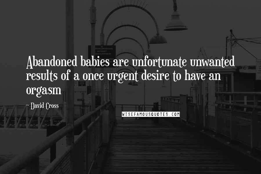 David Cross Quotes: Abandoned babies are unfortunate unwanted results of a once urgent desire to have an orgasm