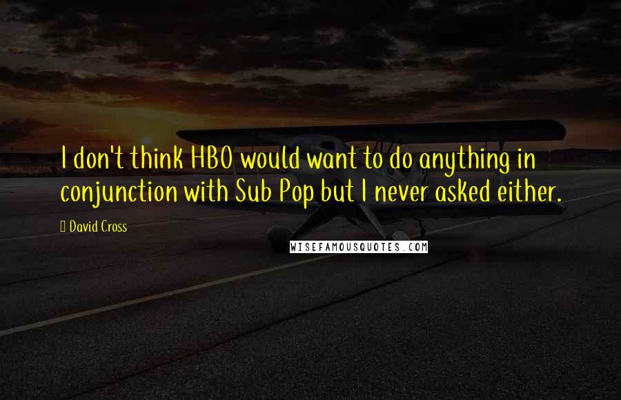 David Cross Quotes: I don't think HBO would want to do anything in conjunction with Sub Pop but I never asked either.