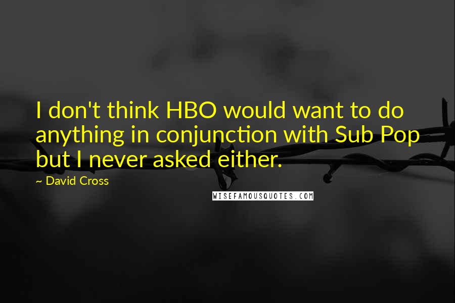 David Cross Quotes: I don't think HBO would want to do anything in conjunction with Sub Pop but I never asked either.