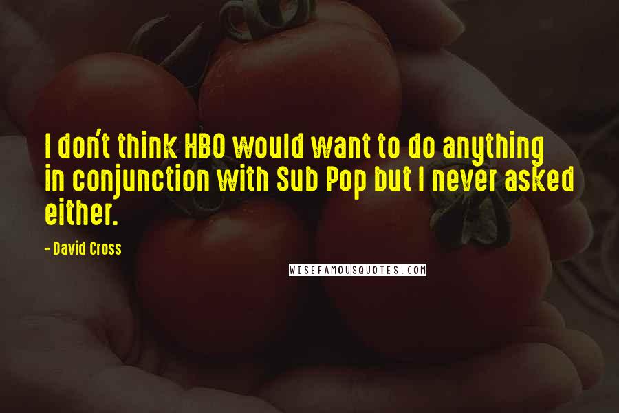 David Cross Quotes: I don't think HBO would want to do anything in conjunction with Sub Pop but I never asked either.