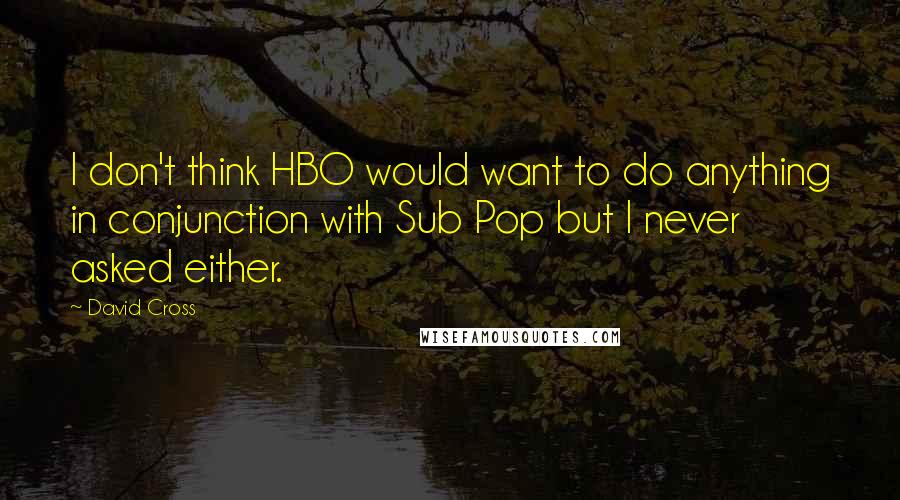 David Cross Quotes: I don't think HBO would want to do anything in conjunction with Sub Pop but I never asked either.