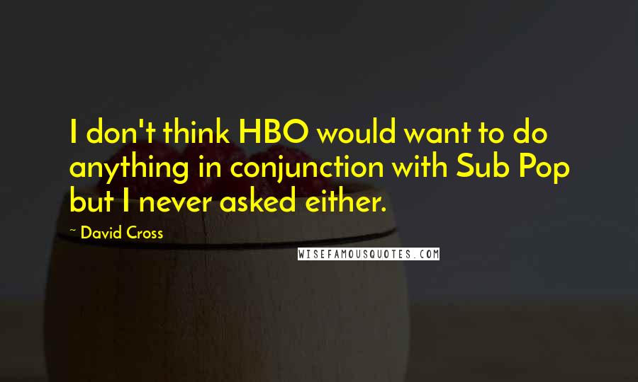 David Cross Quotes: I don't think HBO would want to do anything in conjunction with Sub Pop but I never asked either.