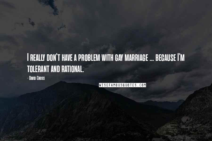 David Cross Quotes: I really don't have a problem with gay marriage ... because I'm tolerant and rational.