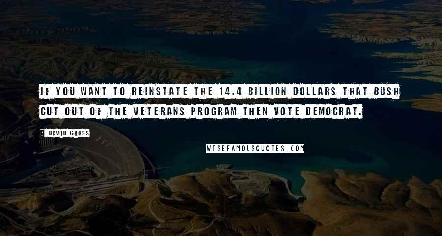 David Cross Quotes: If you want to reinstate the 14.4 billion dollars that Bush cut out of the veterans program then vote democrat.