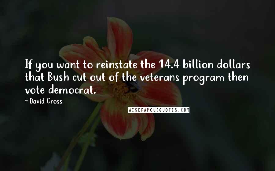 David Cross Quotes: If you want to reinstate the 14.4 billion dollars that Bush cut out of the veterans program then vote democrat.