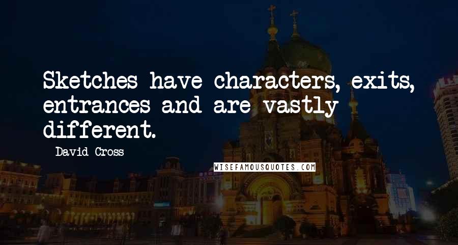 David Cross Quotes: Sketches have characters, exits, entrances and are vastly different.