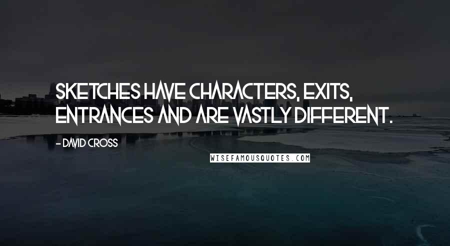 David Cross Quotes: Sketches have characters, exits, entrances and are vastly different.