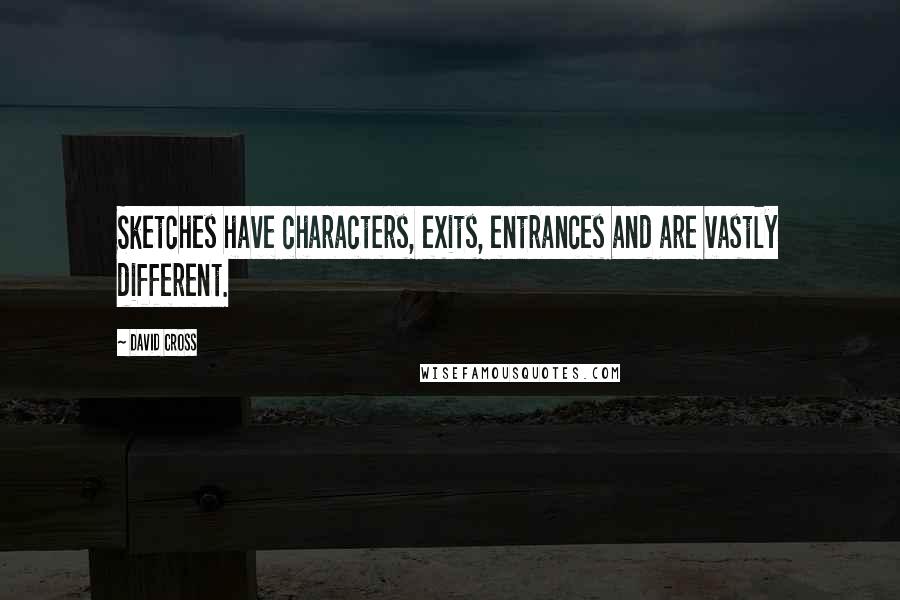 David Cross Quotes: Sketches have characters, exits, entrances and are vastly different.