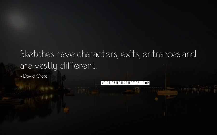 David Cross Quotes: Sketches have characters, exits, entrances and are vastly different.