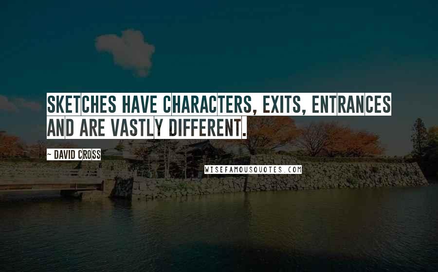 David Cross Quotes: Sketches have characters, exits, entrances and are vastly different.