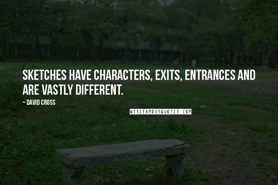 David Cross Quotes: Sketches have characters, exits, entrances and are vastly different.