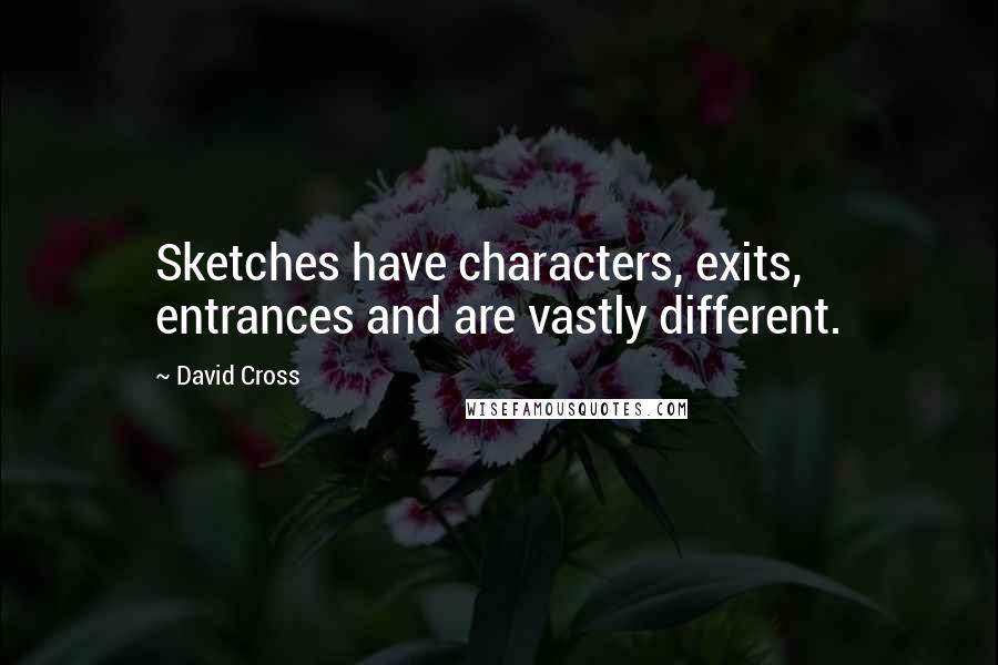 David Cross Quotes: Sketches have characters, exits, entrances and are vastly different.