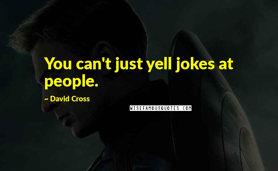 David Cross Quotes: You can't just yell jokes at people.
