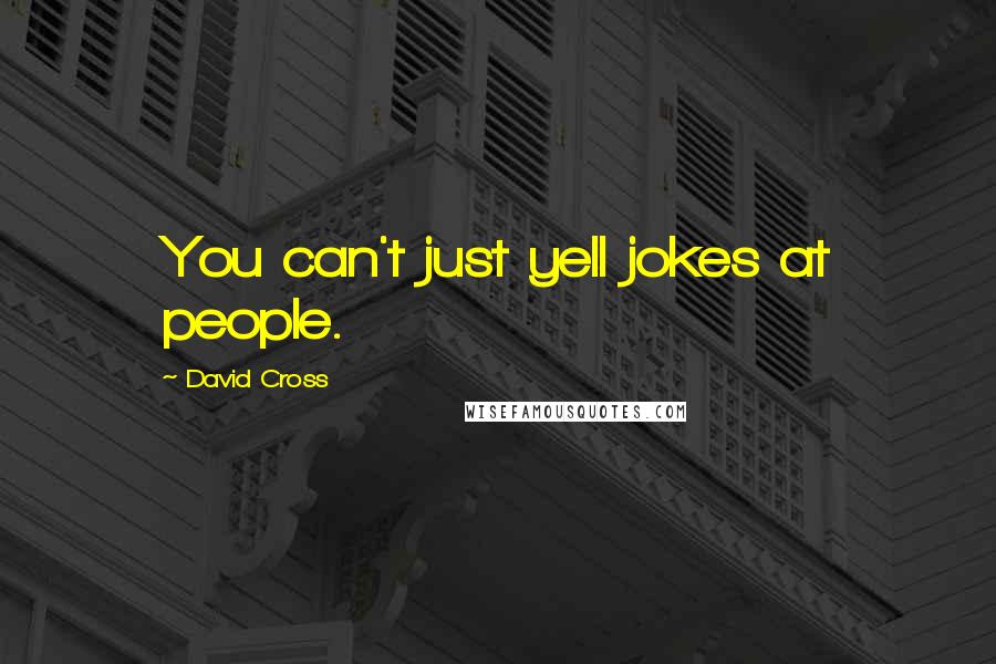 David Cross Quotes: You can't just yell jokes at people.