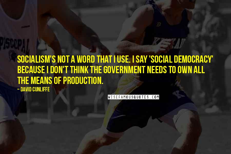 David Cunliffe Quotes: Socialism's not a word that I use. I say 'social democracy' because I don't think the government needs to own all the means of production.