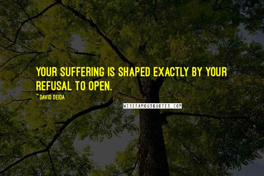 David Deida Quotes: Your suffering is shaped exactly by your refusal to open.