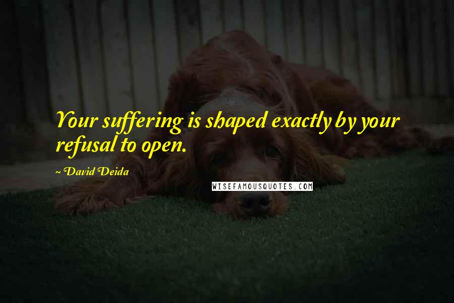 David Deida Quotes: Your suffering is shaped exactly by your refusal to open.