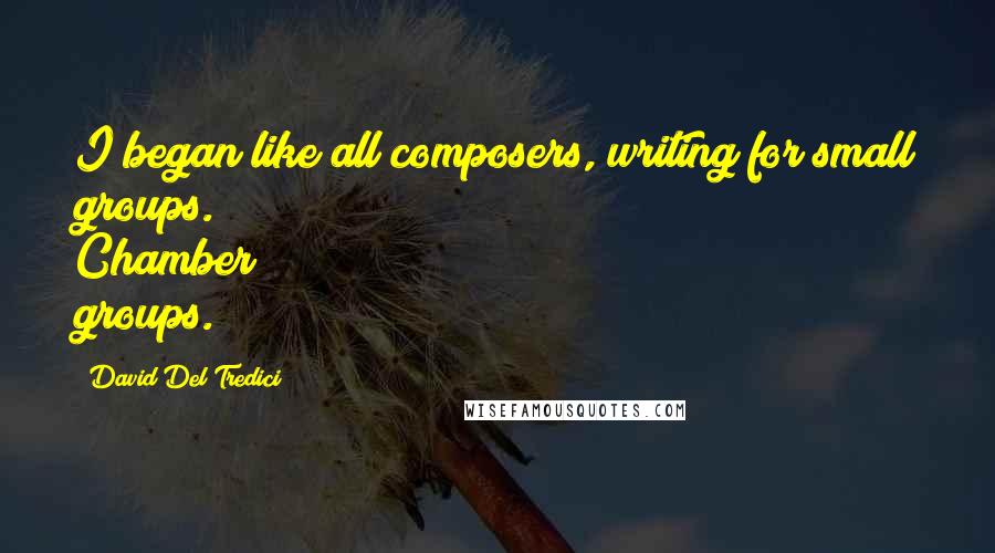 David Del Tredici Quotes: I began like all composers, writing for small groups. Chamber groups.