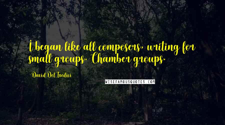 David Del Tredici Quotes: I began like all composers, writing for small groups. Chamber groups.