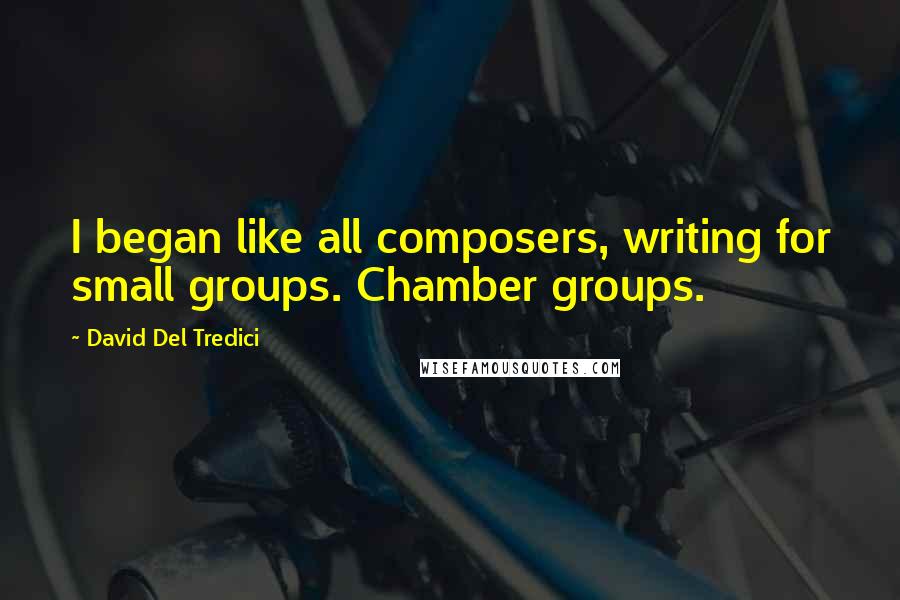 David Del Tredici Quotes: I began like all composers, writing for small groups. Chamber groups.