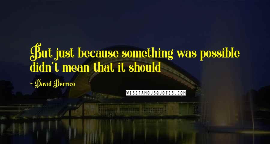 David Derrico Quotes: But just because something was possible didn't mean that it should