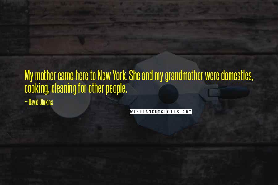 David Dinkins Quotes: My mother came here to New York. She and my grandmother were domestics, cooking, cleaning for other people.