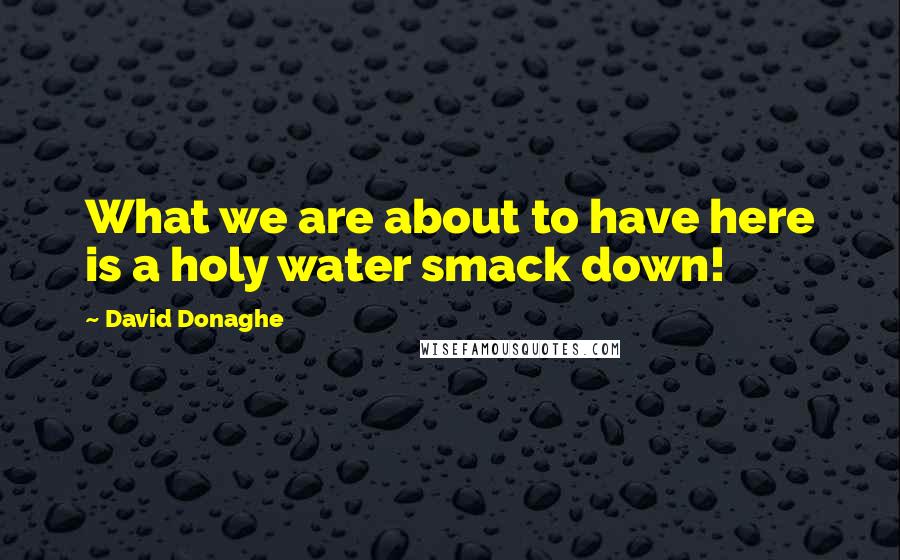 David Donaghe Quotes: What we are about to have here is a holy water smack down!