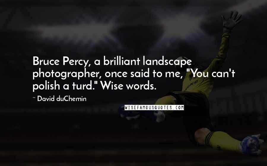 David DuChemin Quotes: Bruce Percy, a brilliant landscape photographer, once said to me, "You can't polish a turd." Wise words.