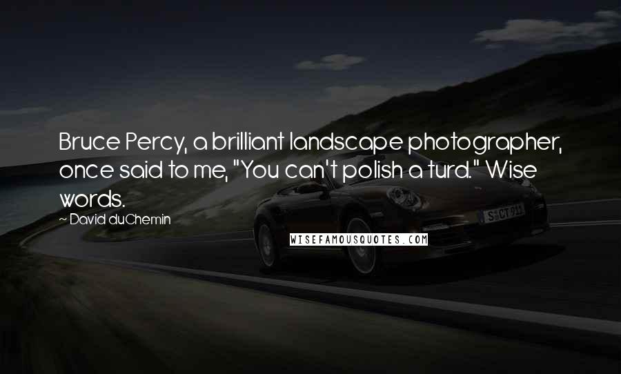 David DuChemin Quotes: Bruce Percy, a brilliant landscape photographer, once said to me, "You can't polish a turd." Wise words.